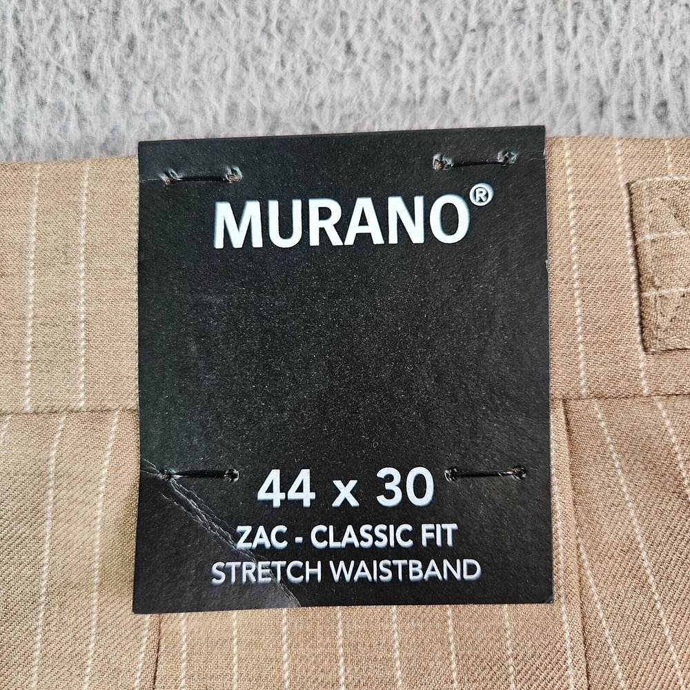 $99 NWT Murano Big Man Dress Pants‎ Men 44x30 Zac Pleated Brown Pinstriped